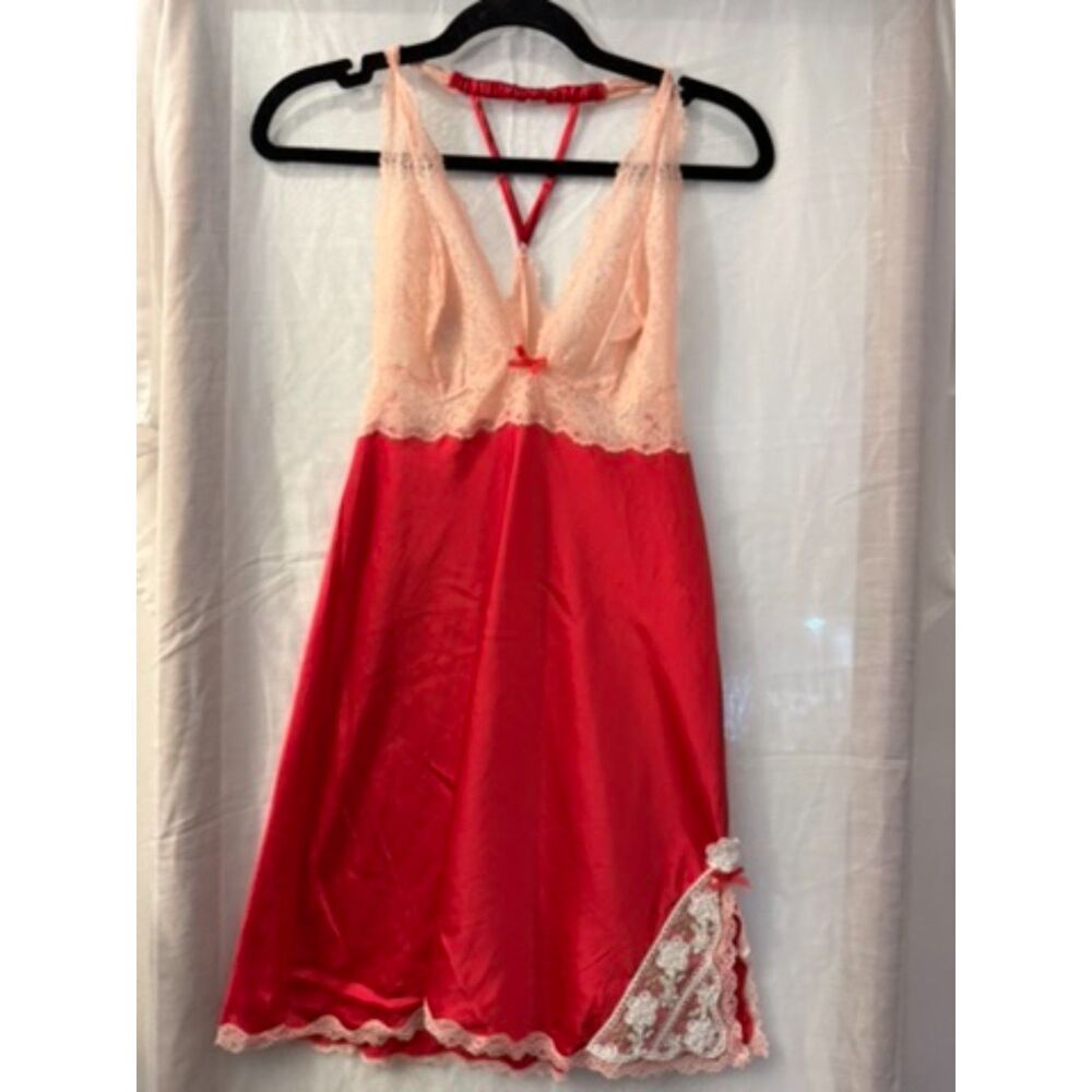 Victoria's Secret Red Blush Lace Slip V Neck Lingerie
